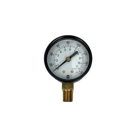 Bedford Precision Parts Bedford Precision Gauge 1/4in NPT Bottom Mount, 0-160 PSI, 2in 28-766